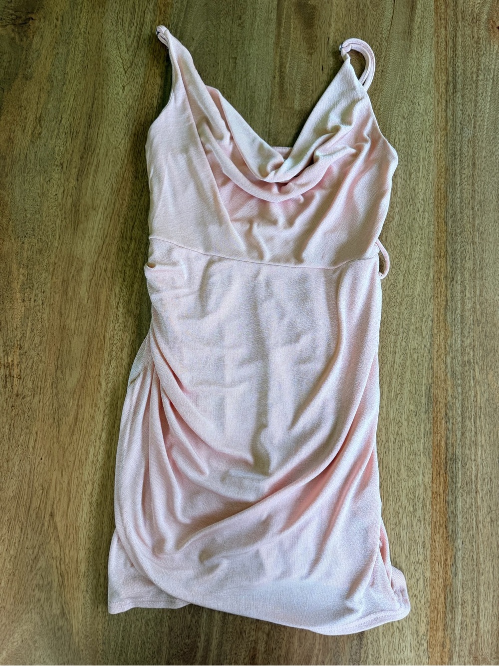 Cowl Neck Mini Dress in Light Pink